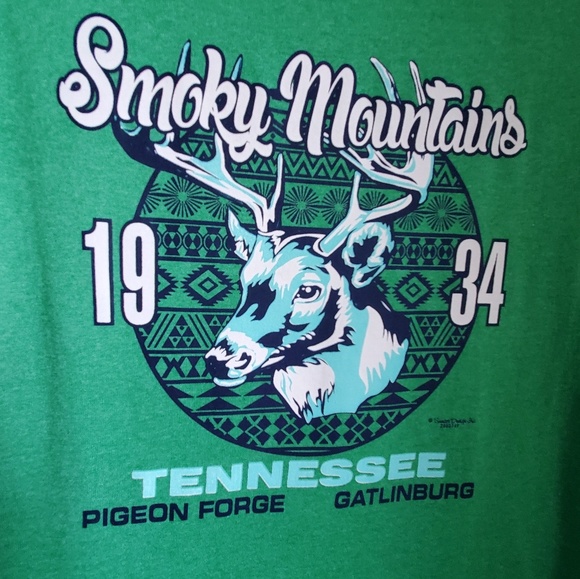 SMOKEY MOUNTAINS GREEN BUCK GRAPHIC TEE SIZE SM - Picture 2 of 6